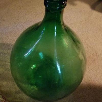 Green glass demijohn or carboy