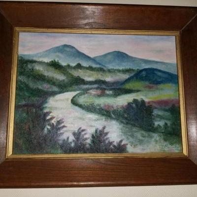 Landscape - mountain view, signed F D Scruggs