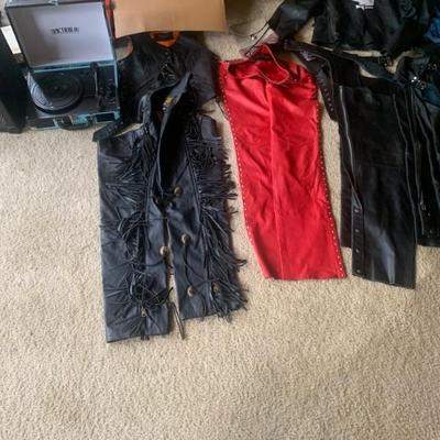Leather and chaps Harley, Davison, and others