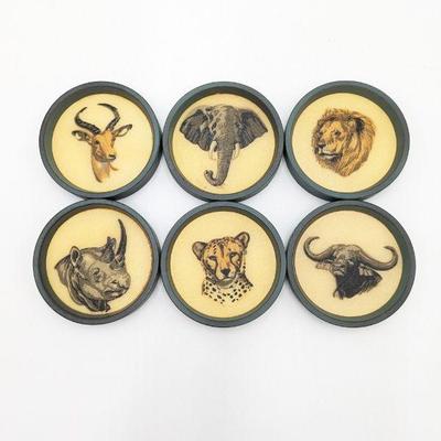 Set of 6 African Safari Animal Coasters