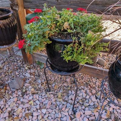  Black Planter with Plant Stand