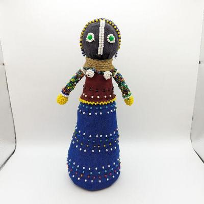 African Beaded Ceremonial Doll 10.5
