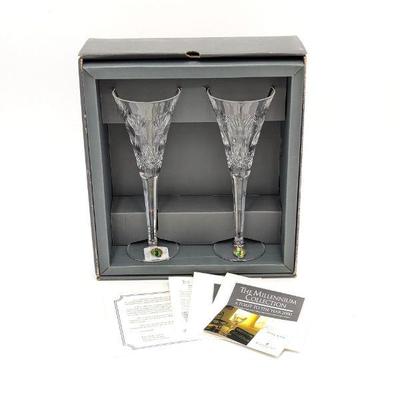 Waterford Crystal Prosperity Toasting Flutes Set of Two - 3.5w x 9.25h