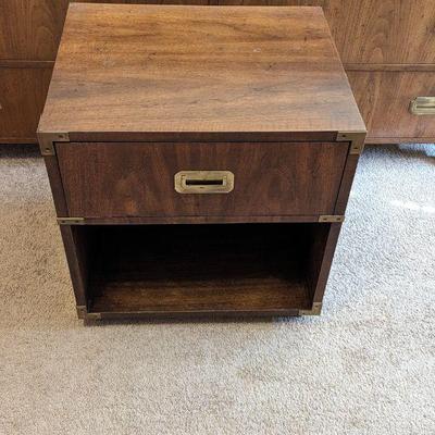 Baker Furniture Mid Century Campaign Style Nightstand - 22w x 18d x 23h