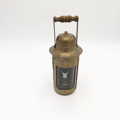 Sherwoods Limited Antique Brass Oil Lamp with Porcelain Burner - 4.25w x 10.25h