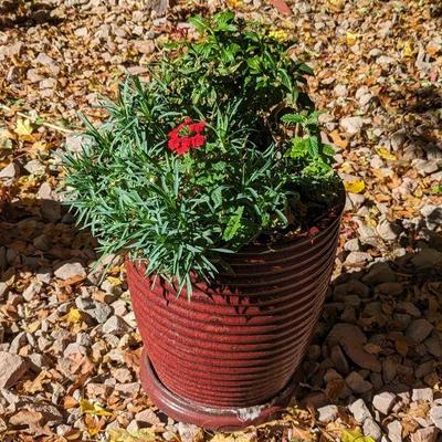 Red Ribbed Planter 12w x 14.5h