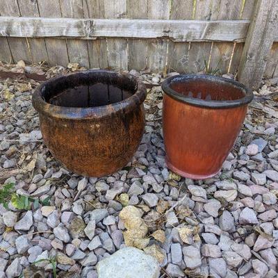 Two Terracotta Color Garden Planters 12h x 11h and 10w x 10h