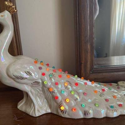 Vintage light up peacock (16x10â€)