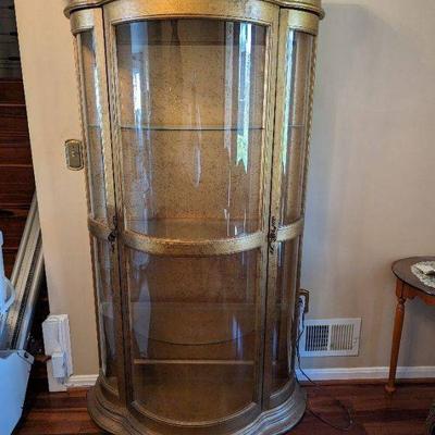 Unique Gold Toned Curio Cabinet 35"x 70"x 19"