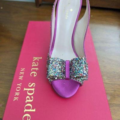 Kate Spade; "Charm" Multi-Sparkle Hot Pink Satin NEW in BOX!!