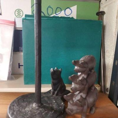 Cast Iron Pig Towel Rack And Figurine
