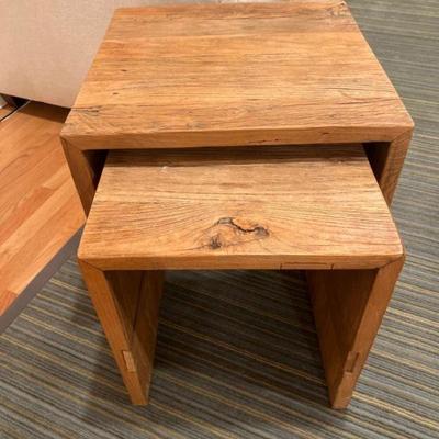 Recycled Wood Light Toned Nesting Tables
