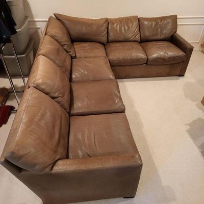 A Rudin Cocoa Brown Leather Couch