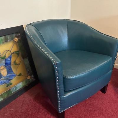 Blue leather recliners