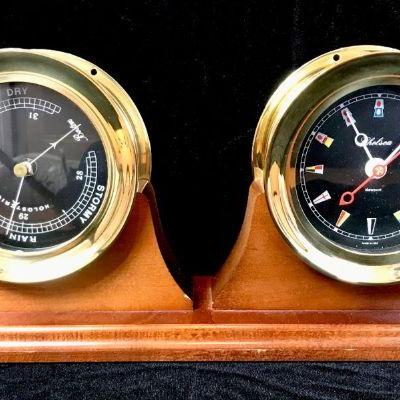 VTG Chelsea Black Flag Newport Nautical Clock Barometer Set 