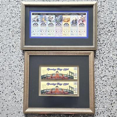Set of Two Framed Colorado Rockies Memorabilia Opening Day Tickets 95'