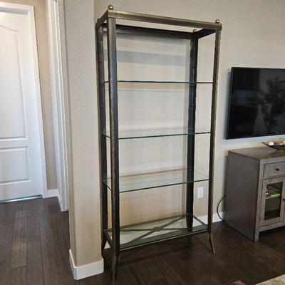 Stunning Substantial Iron Shelf Unit with Heavy Glass Shelves (Adjustable) 37
