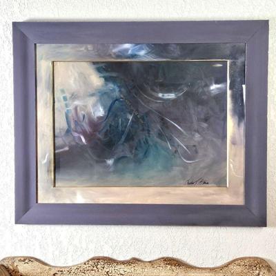 Original Contemporary Art - Abstract Painting that Flows onto the Matte - Framed & Signed by Artist