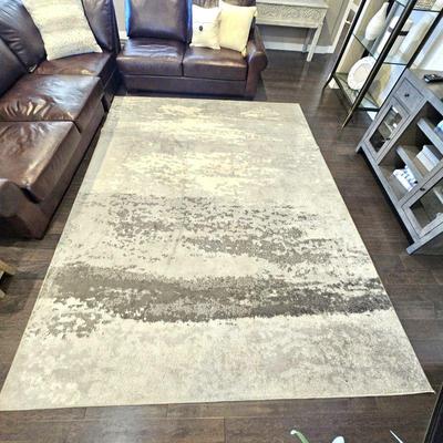 Large 8 x 11 ft Contemporary Style Machine Made Area Rug - Whites, Greys, and Blacks