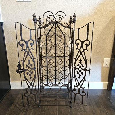 Impressive Heavy Weight Iron Wine Rack with Locking Front Gate - Holds 20 Bottles - 16