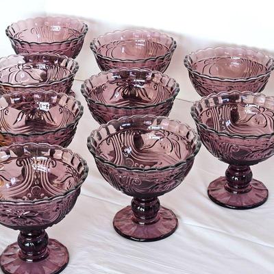 Set of Ten Vintage US Glass Co. Amethyst Purple Candy/ Desert Footed Bowls & More.