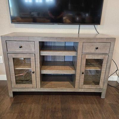  Entertainment TV Console Table Cabinet in Gray Tone - 52