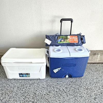 Set of Two Coolers - Igloo and Rubbermaid, Plus Kid's Tent (New)