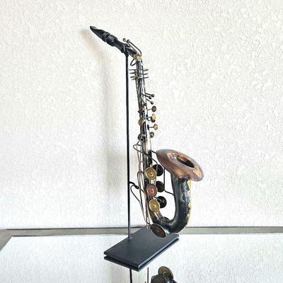  Whimsical Metal Table Top Decor Saxophone Sculpture - 24