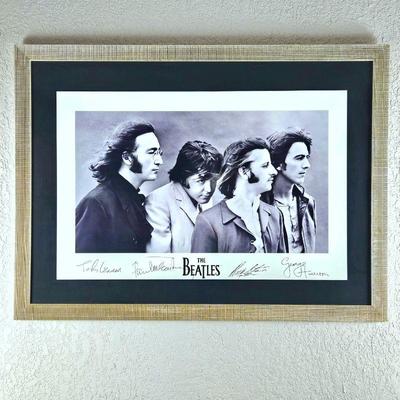 Amazing Beatles Poster/Wall Art - Matted and Framed - Shows all Four Members with Their Signatures Printed Below