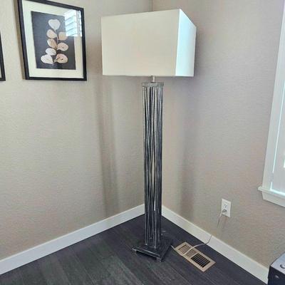 Unique Contemporary Floor Lamp With Wrought Iron Base and Body - Square Drum Shade - 65