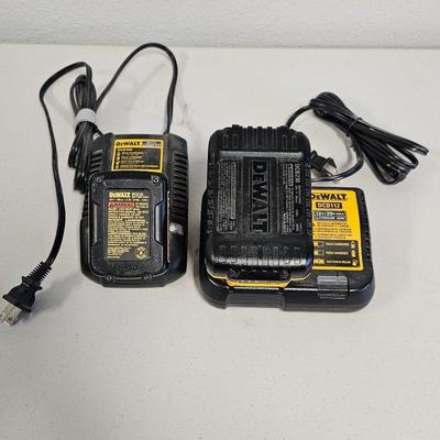 Set of Two DeWalt Rechargeable Batteries and Bases Lithium Ion - DCB100 & DCB112