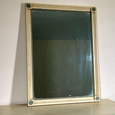 FRENCH STYLE WALL MIRROR | Country chic painted wall mirror, heavy! - w. 25.25 x h. 33 in (overall) 