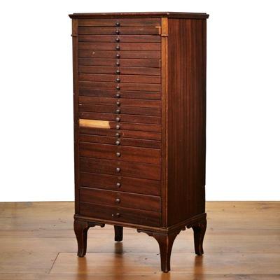 ANTIQUE DENTAL CABINET | Graduated numbered drawers. - l. 12 x w. 19 x h. 40 in 