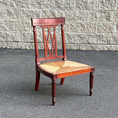 A.H. DAVENPORT SLIPPER CHAIR | Finely carved splat and turned supports, rush seat. - l. 20 x w. 20 x h. 31 in 