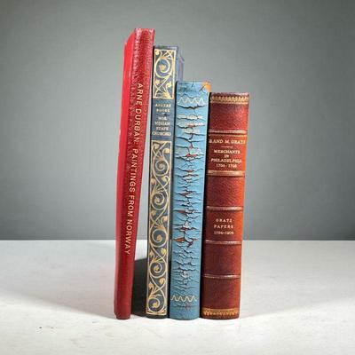 (4PC) NORWEGIAN & OTHER BOOKS | Including; THE SAGA OF NORWEGIAN SHIPPING in blue leather binding (10.5 x 8 in.); NORWEGIAN STAVE...