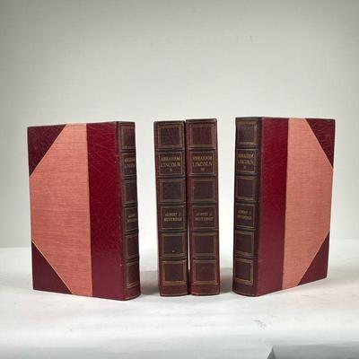 (4PC) ABRAHAM LINCOLN | By Albert J. Beveridge, 3/4 red leather. - w. 7 x h. 10 in
