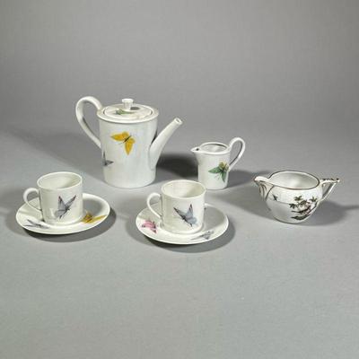 (7PC) HAVILAND LIMOGES + HEREND | Including a partial haviland limoges demitasse plus a herend open creamer. 