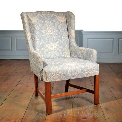 EMBOSSED EMBROIDERED WING CHAIR | l. 29 x w. 26 x h. 38 in 