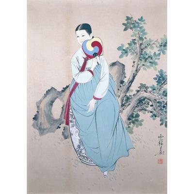 JAPANESE MIXED MEDIA PAINTING | 24 x 18 in. Sight. - w. 22.5 x h. 28.5 in 