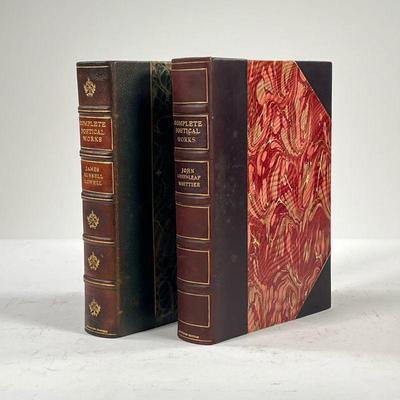 [LEATHER] THE CAMBRIDGE EDITION OF THE POETS | The Cambridge Edition of the Poets. James Russell Lowell and John Greenleaf Whittier. New...