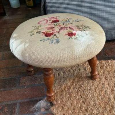 Vintage Needlepoint Stool