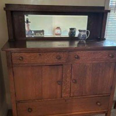 Antique Oak Mission Side Board