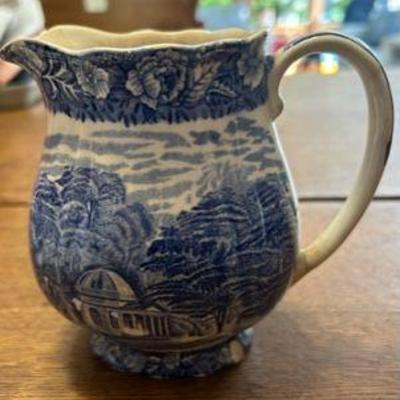 English Blue & White Antique Pitcher