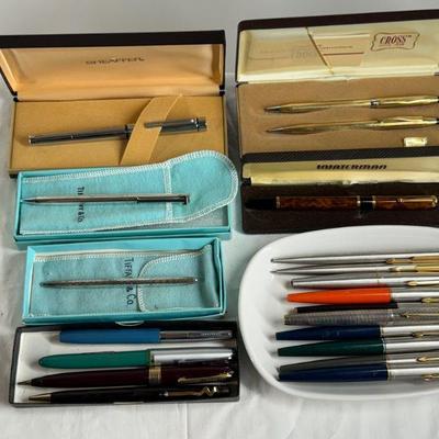 Vintage fountain pens and ball point, Parker, Waterman