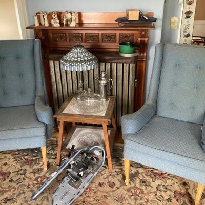 Pair of 1960â€™s tall wing back chairs