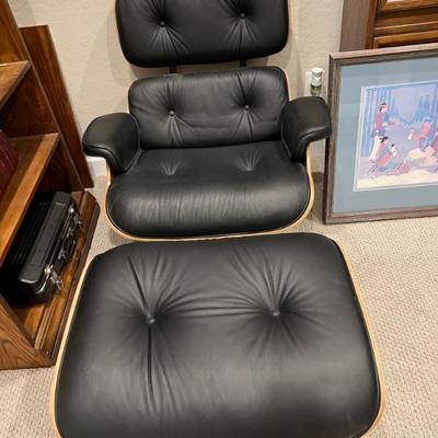 EAMES STYLE CHAIR AND OTTOMAN
