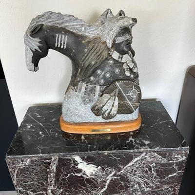 STONE STATUE AND STANDING BASE