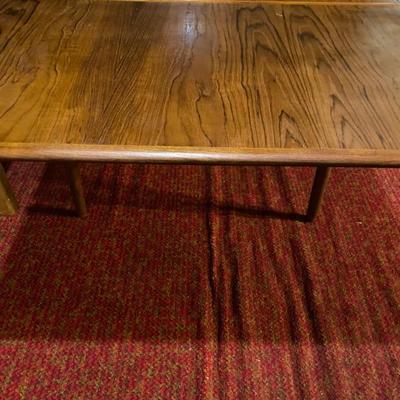 Mid Century Walnut Dining Table with Pull Out Leaf Extensions Made in Denmark