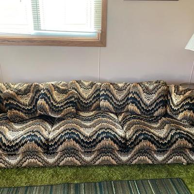 Mid Century Modular Cut Velvet Abstract Sofa