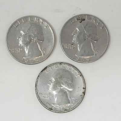 #1464 â€¢ (3) 40% Silver Washington Quarters
